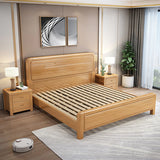 Natural Wood Headboard Queen Size Storage Bed with Drawers Image - 4