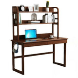 Natural Wood Hutch Drawers Bookcase Sled Credenza Desk Image - 5