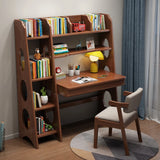 Natural Wood Hutch Storage Shelf Small Writing Desk Image - 2