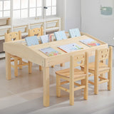 Natural Wood Kids Learning Table Chair Set with Storage Image - 1