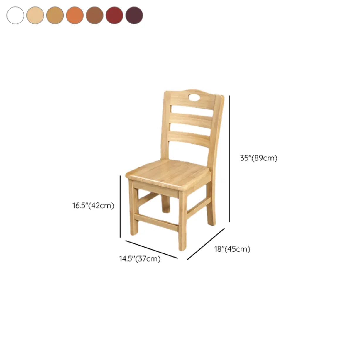 Natural Wood Ladder Back Armless Standard Dining Chair 