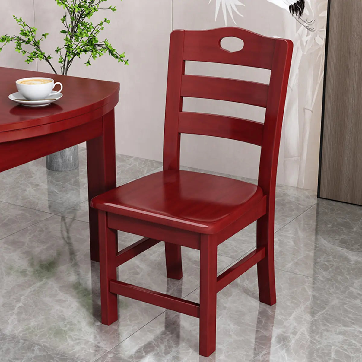 Natural Wood Ladder Back Armless Standard Dining Chair Image - 2