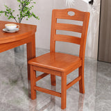 Natural Wood Ladder Back Armless Standard Dining Chair Image - 6