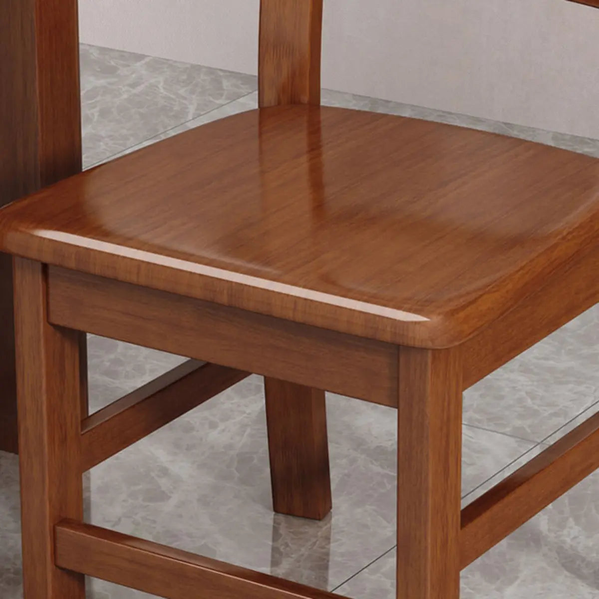 Natural Wood Ladder Back Armless Standard Dining Chair Image - 7