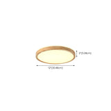 Natural Wood LED Flush Mount Light Minimalist Round #size