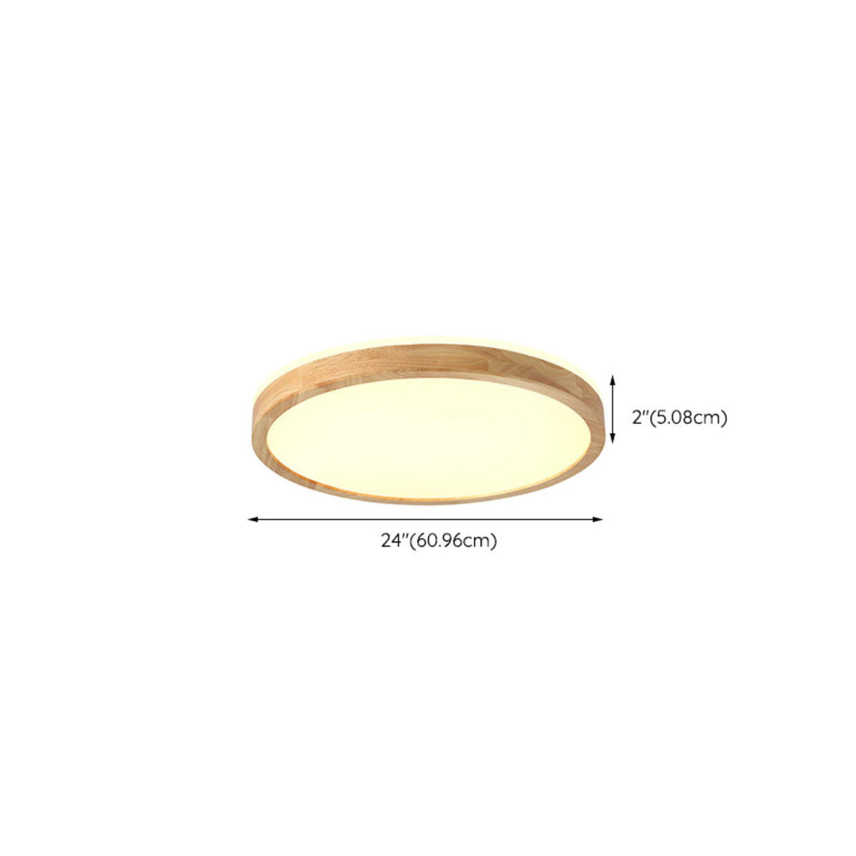 Natural Wood LED Flush Mount Light Minimalist Round Image - 13