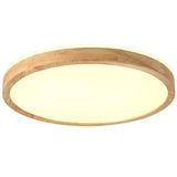 Natural Wood LED Flush Mount Light Minimalist Round Image - 6