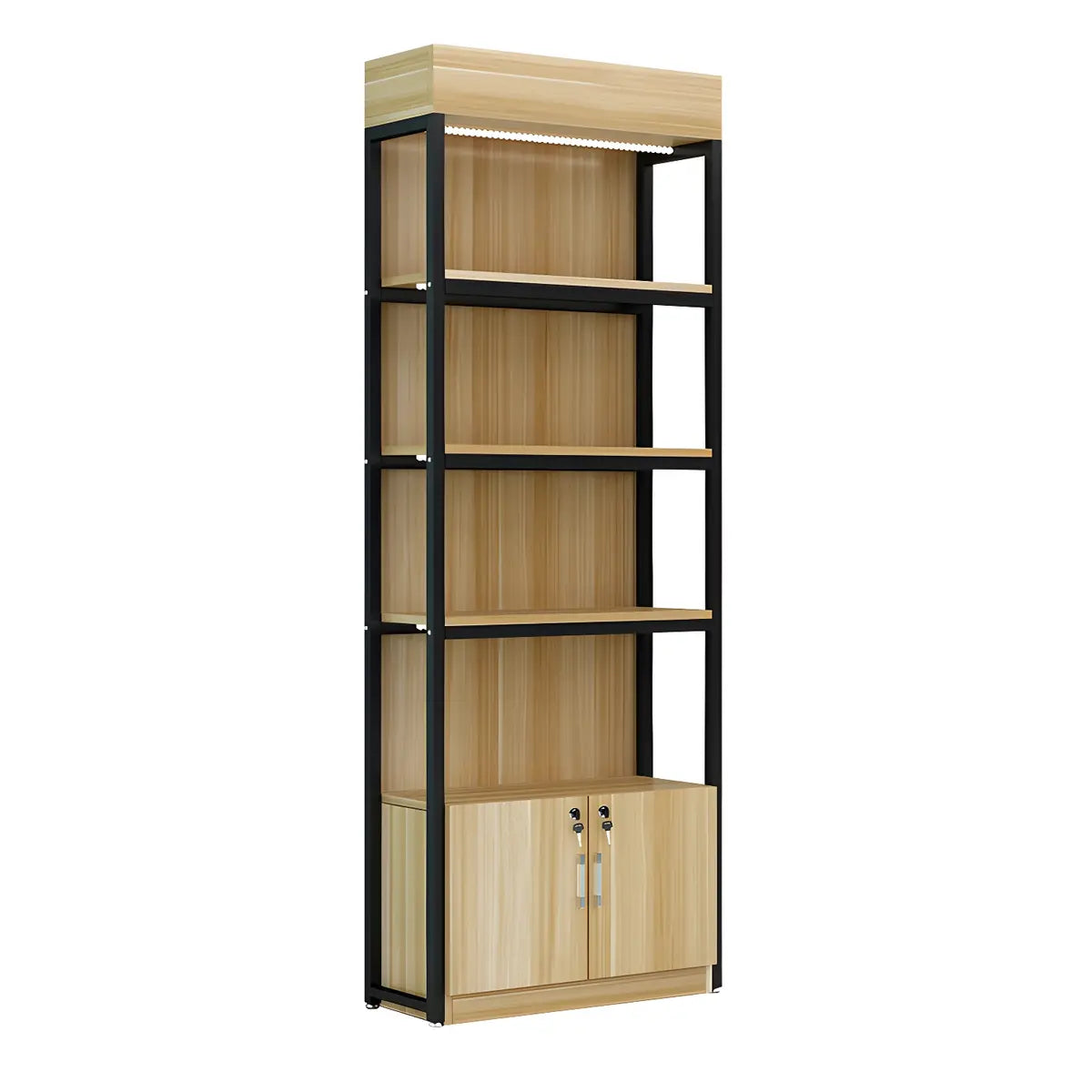 Natural Wood Open Multi-Function Large Display Cabinet Image - 12