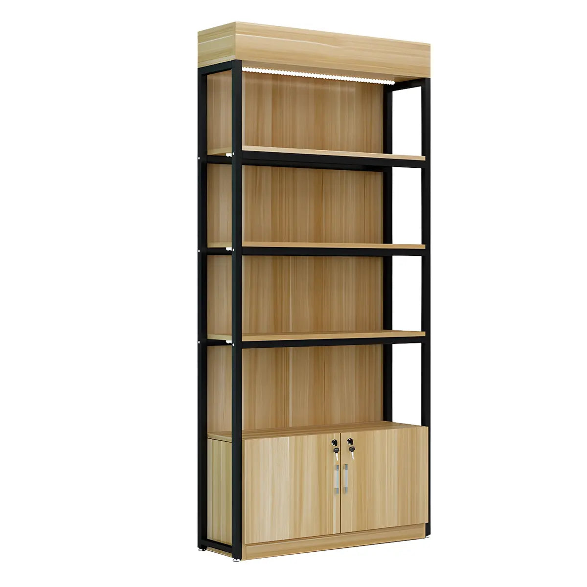 Natural Wood Open Multi-Function Large Display Cabinet Image - 14