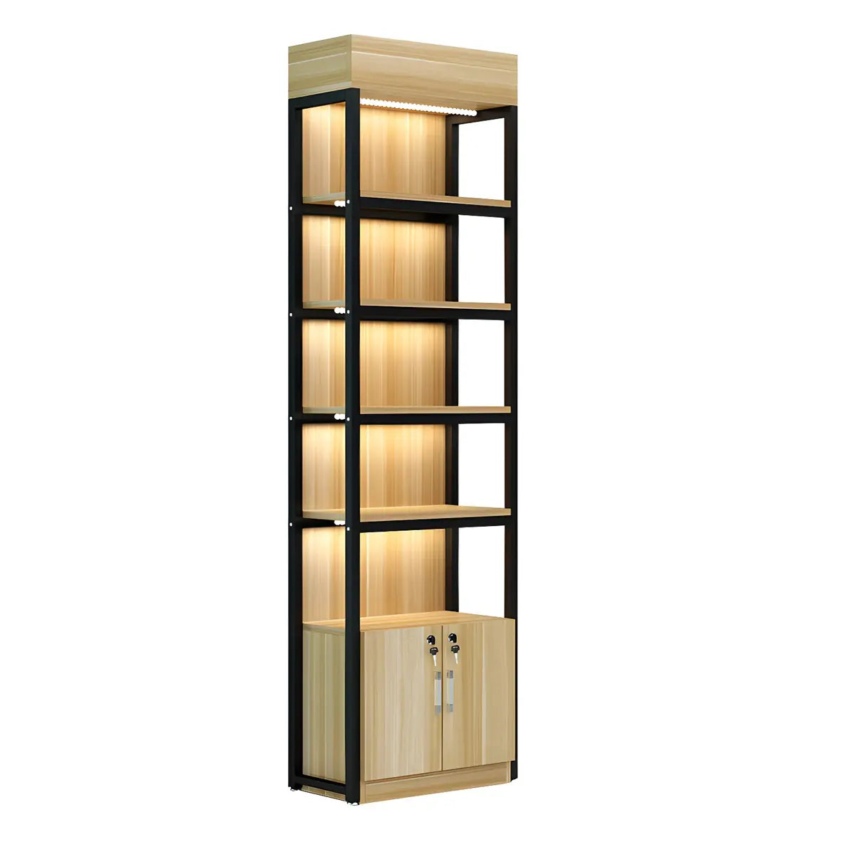 Natural Wood Open Multi-Function Large Display Cabinet Image - 21