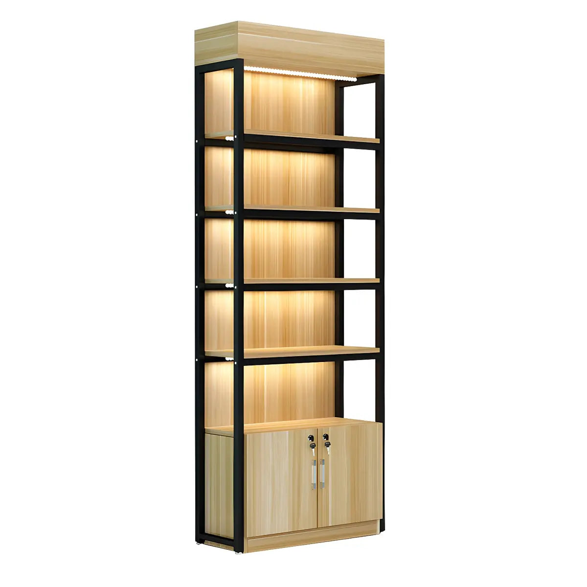 Natural Wood Open Multi-Function Large Display Cabinet Image - 22