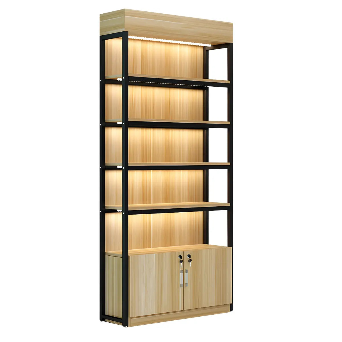 Natural Wood Open Multi-Function Large Display Cabinet Image - 23