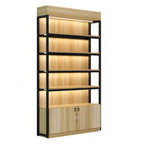 Natural Wood Open Multi-Function Large Display Cabinet Image - 24