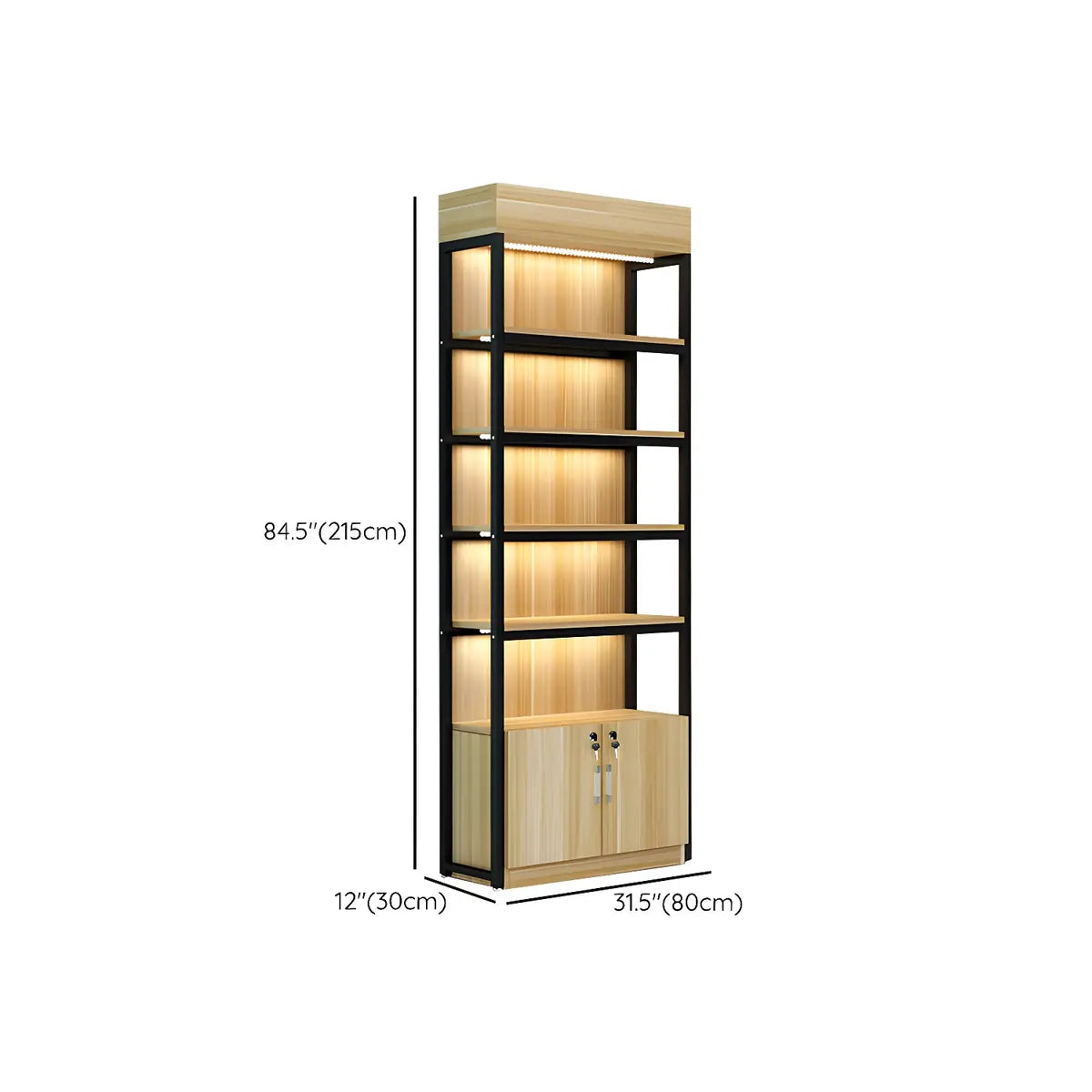 Natural Wood Open Multi-Function Large Display Cabinet Image - 32