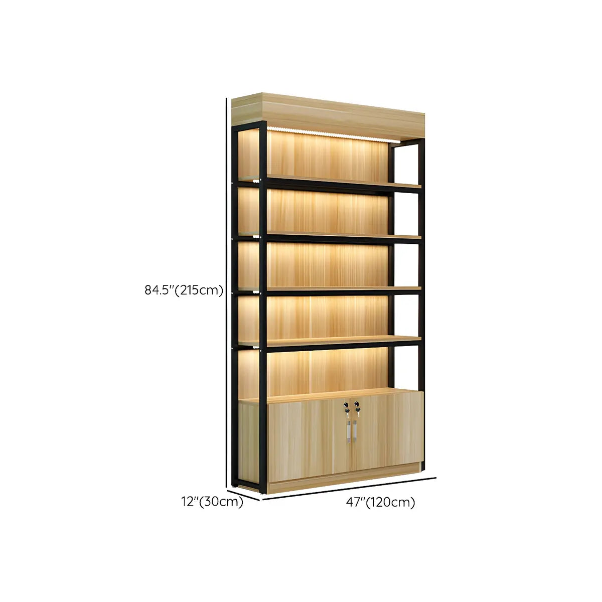 Natural Wood Open Multi-Function Large Display Cabinet Image - 40