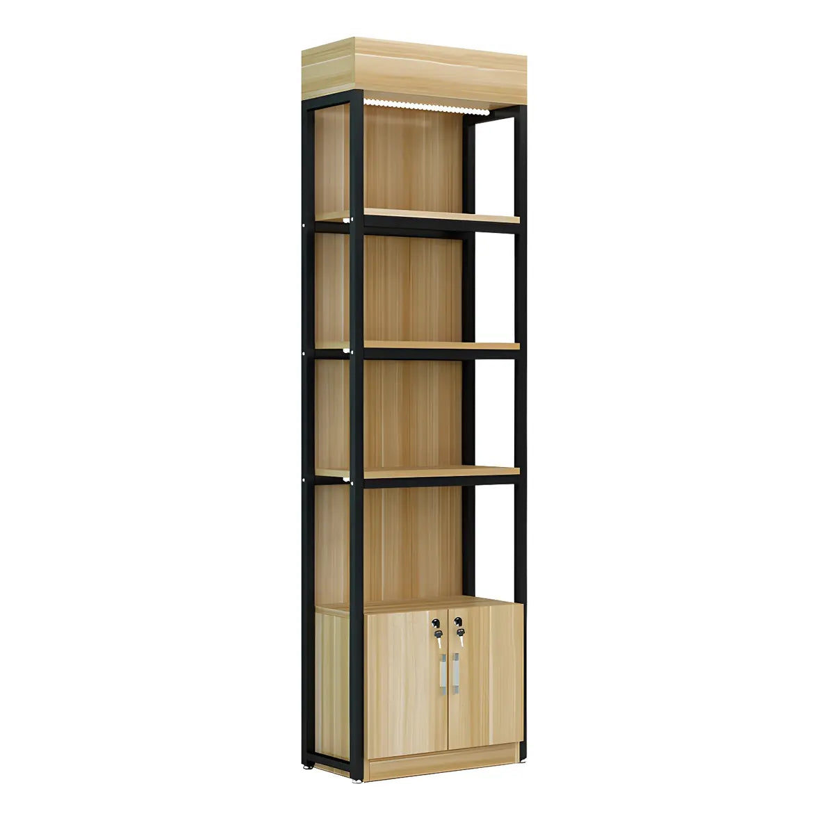 Natural Wood Open Multi-Function Large Display Cabinet Image - 9