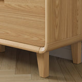 Natural Wood Open Storage Drawers Rectangular TV Stand Image - 9