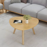 Natural Wood Oval Round Three Leg Bunching Coffee Table Image - 13