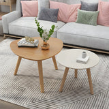 Natural Wood Oval Round Three Leg Bunching Coffee Table Image - 16