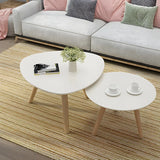 Natural Wood Oval Round Three Leg Bunching Coffee Table Image - 17