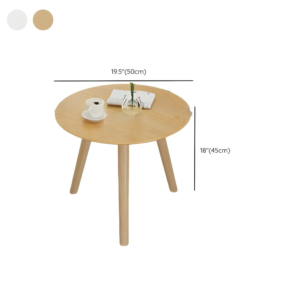 Natural Wood Oval Round Three Leg Bunching Coffee Table 