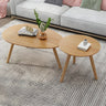 Natural Wood Oval Round Three Leg Bunching Coffee Table Image - 8