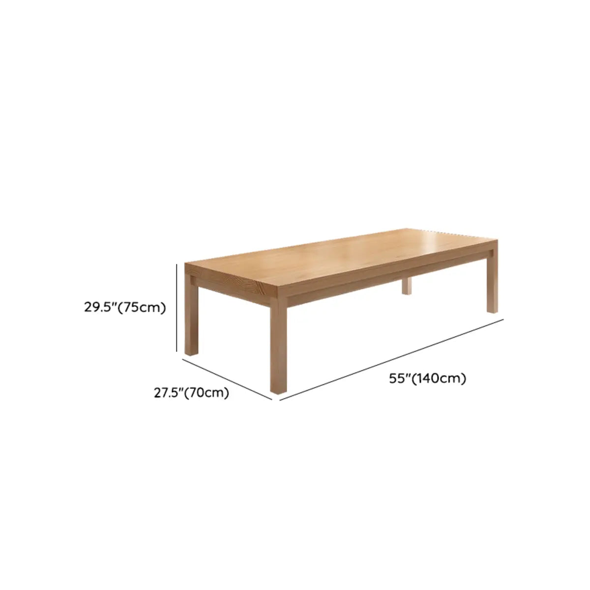 Natural Wood Rectangle Butcher Block Writing Desk for 8 