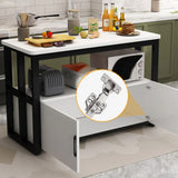 Natural Wood Rectangle Kitchen Island with Open Storage Image - 8