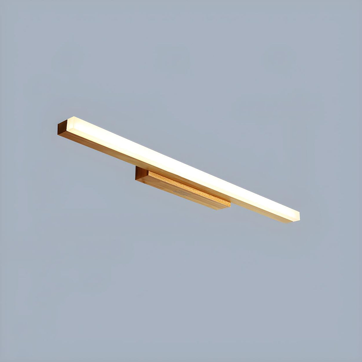 Natural Wood Rectangular LED Bathroom Vanity Light Image - 3