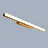 Natural Wood Rectangular LED Bathroom Vanity Light Image - 5