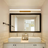 Natural Wood Rectangular LED Bathroom Vanity Light Image - 7