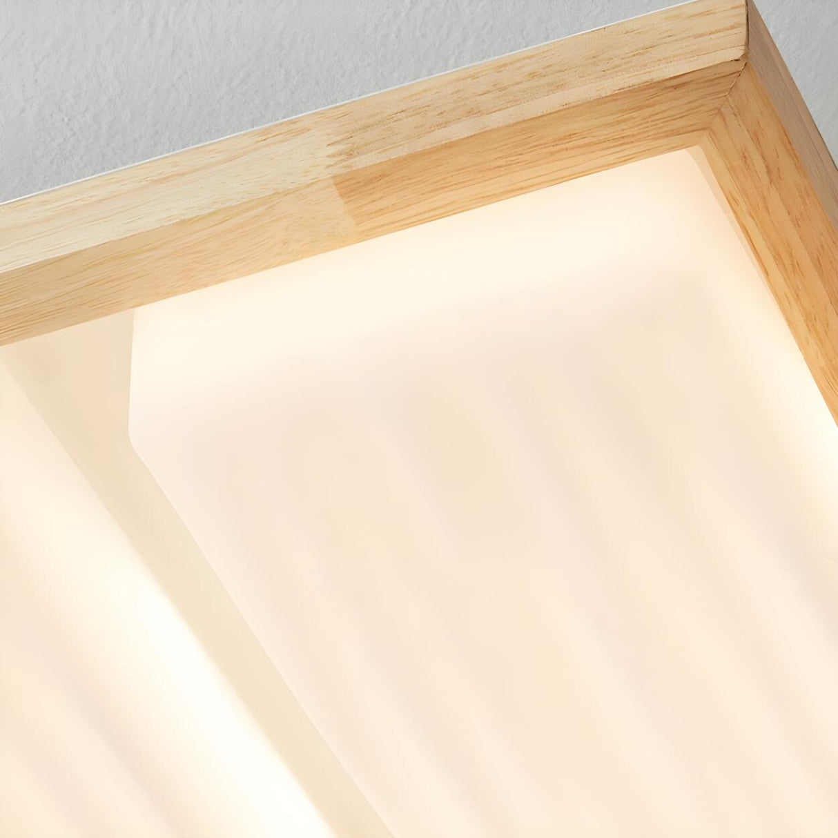 Natural Wood Rectangular LED Flush Mount Ceiling Light Image - 10