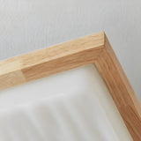 Natural Wood Rectangular LED Flush Mount Ceiling Light Image - 11