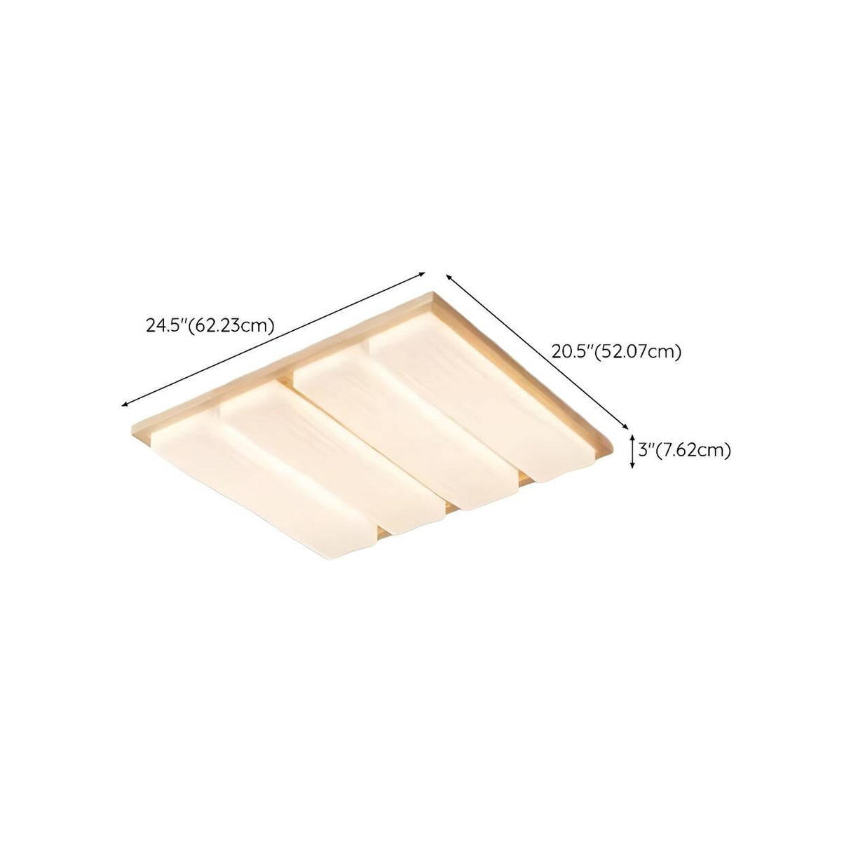 Natural Wood Rectangular LED Flush Mount Ceiling Light 