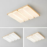 Natural Wood Rectangular LED Flush Mount Ceiling Light Image - 8