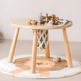 Natural Wood Round Toddler Painting Table Chair Set Image - 5