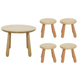 Natural Wood Round Toddler Painting Table Chair Set Image - 8