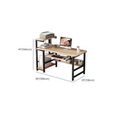 Natural Wood Shelving Storage H-Shape Computer Desk #size