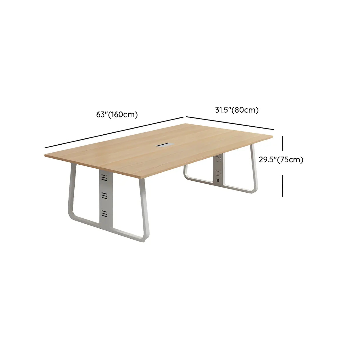 Natural Wood Steel Sled Multi-Person Writing Desk 