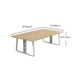 Natural Wood Steel Sled Multi-Person Writing Desk #size