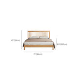 Natural Wooden Brown Queen Slat Bed with Headboard Image - 10