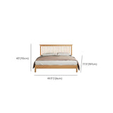 Natural Wooden Brown Queen Slat Bed with Headboard Image - 12