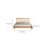 Natural Wooden Brown Queen Slat Bed with Headboard Image - 15