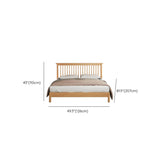 Natural Wooden Brown Queen Slat Bed with Headboard #size