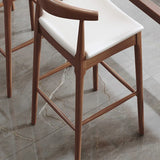 Natural Wooden Counter Seat Leather Armless Bar Stool Image - 12