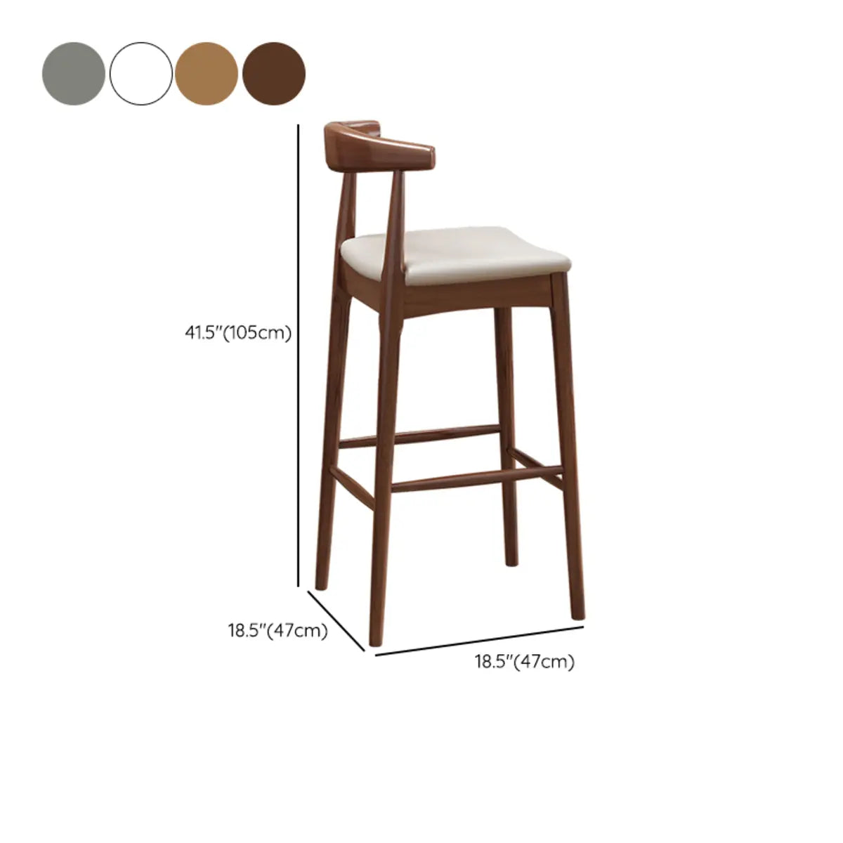 Natural Wooden Counter Seat Leather Armless Bar Stool 