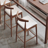 Natural Wooden Counter Seat Leather Armless Bar Stool Image - 4