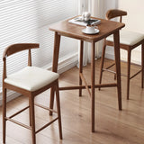 Natural Wooden Counter Seat Leather Armless Bar Stool Image - 6