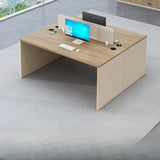 Natural Wooden Drawers Hutch L-Shaped Writing Desk Image - 8