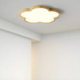 Natural Wooden Flower-Shaped Flush Mount Ceiling Light Image - 10